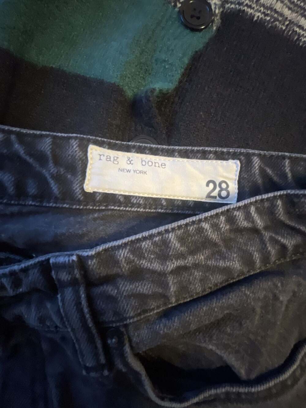 Rag & Bone Dre Low-Rise Slim Boyfriend Black Denim Jeans Size 28